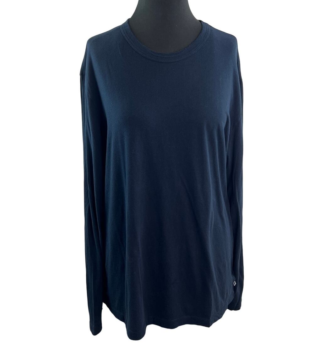 James Perse Navy Top Cotton Crew Neck Long Sleeve Standard Fit Pullover Tee Sz 4